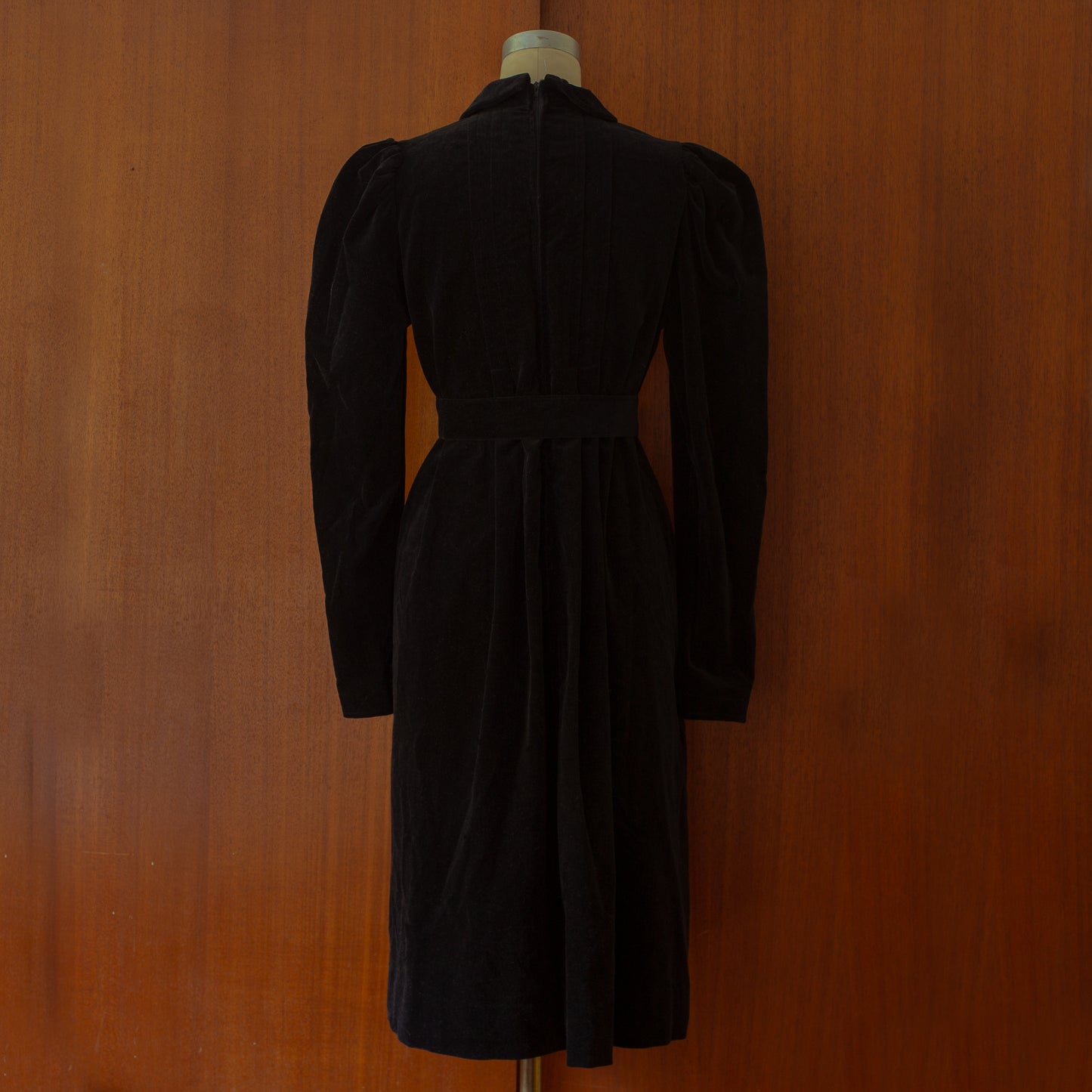 Vintage 1970s Laura Ashley Black Velvet Dress