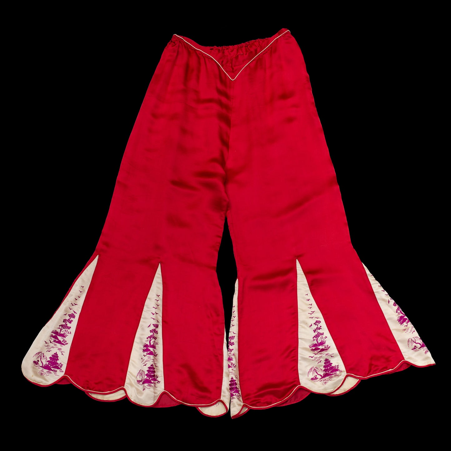 Antique 1920s Red Silk Beach Pajama Pants