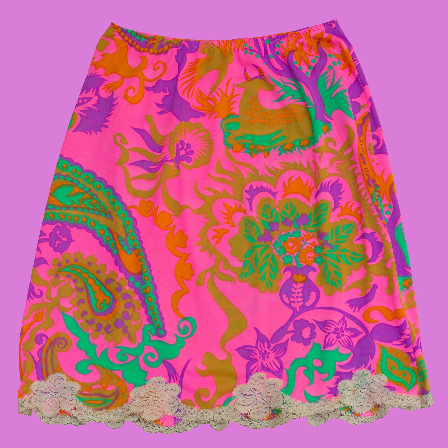 Vintage 1960s Deer Print Slip Skirt