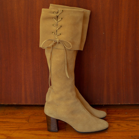 Vintage 1960s Suede Cuffed Gogo Boots