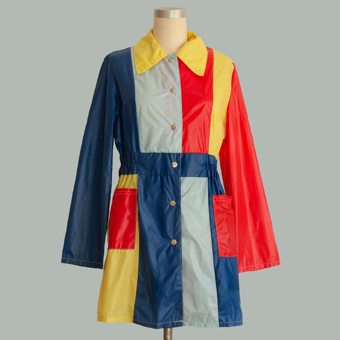 Vintage 1960s Mod Color Block Raincoat
