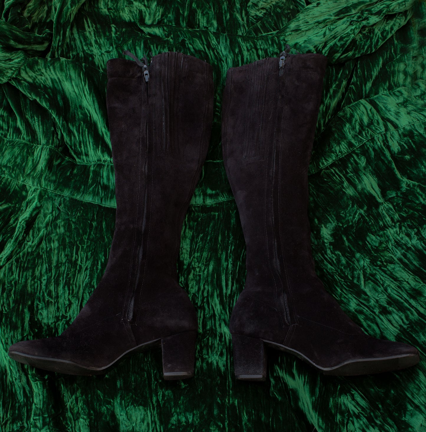 Vintage 1960s Studded Black Suede Gogo Boots