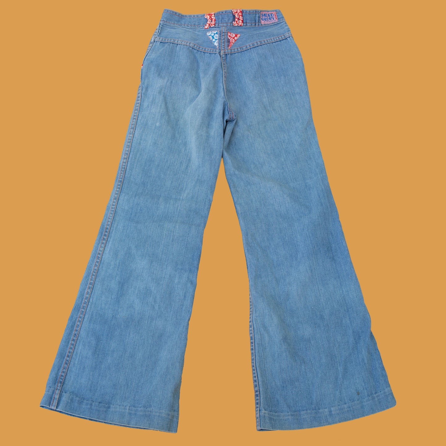 Vintage 1970s Beaded Faded Glory Bell Bottom Jeans 24/25" Waist