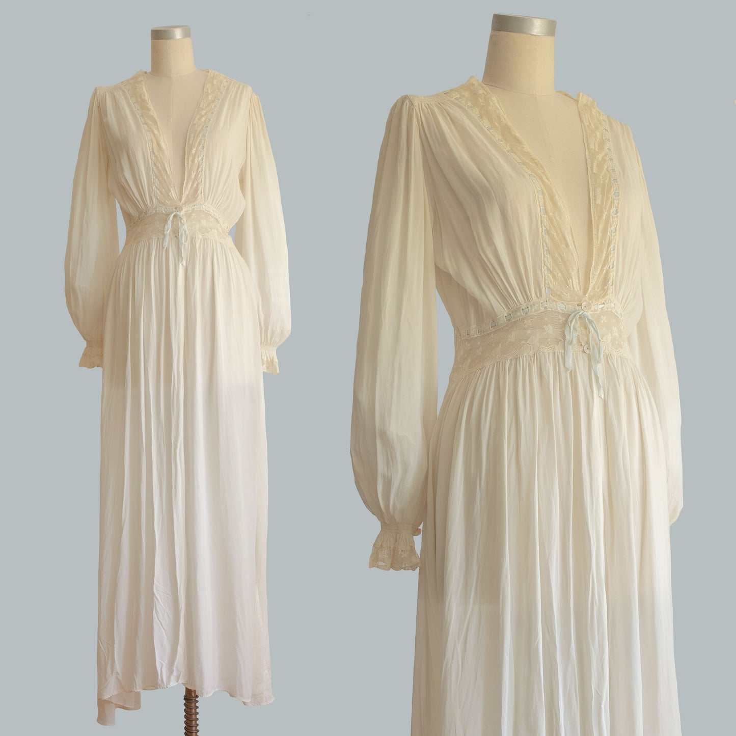 Vintage 1940s Cold Rayon Peignoir Robe
