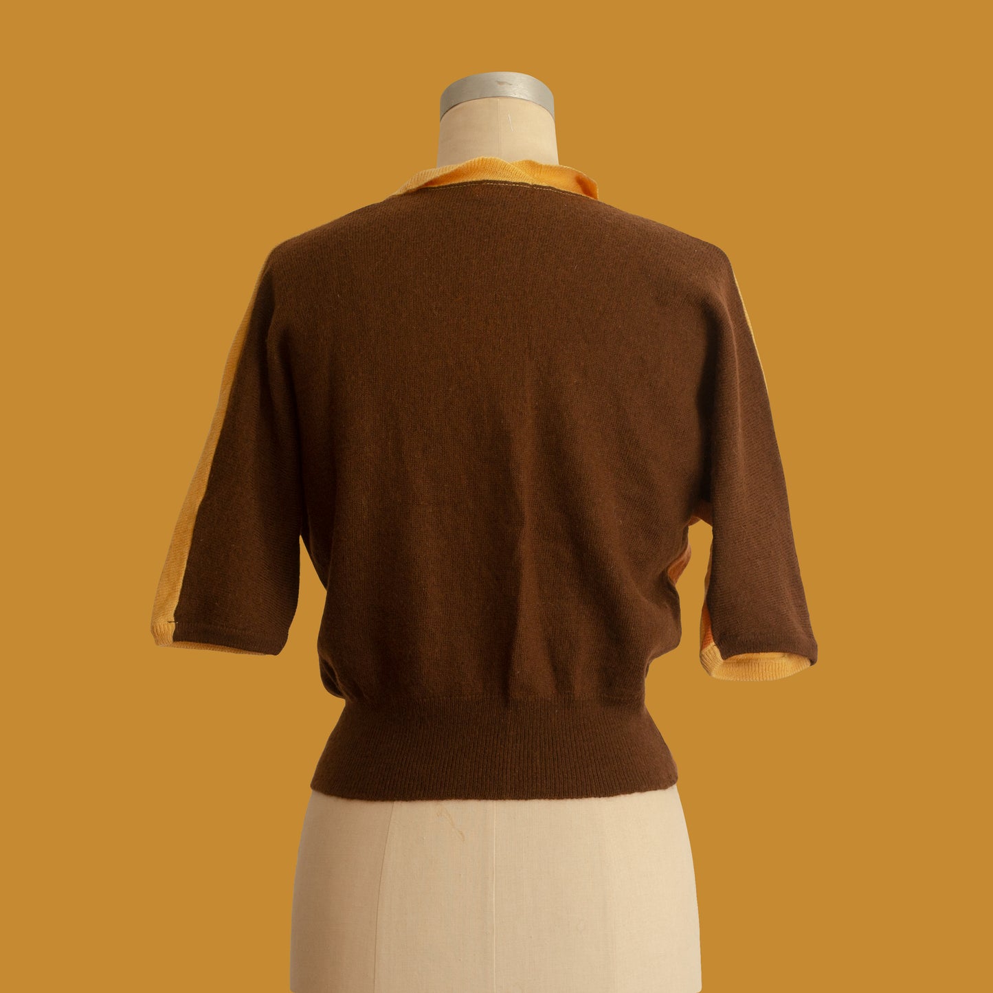 Vintage 1940s Striped Yellow Orange Brown Jantzen Sweater