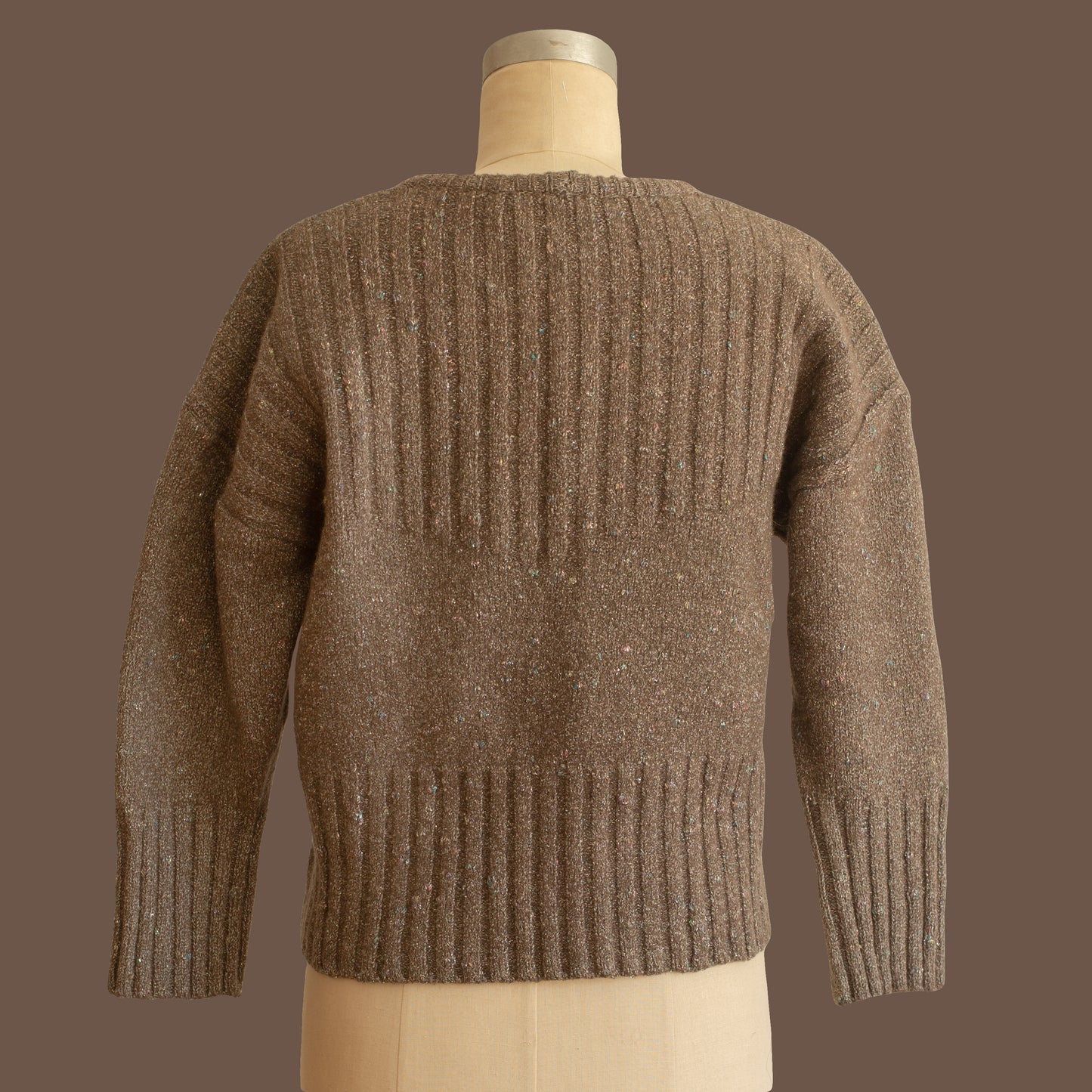 Vintage 1970s Italian Lurex + Wool Taupe Cropped Sweater