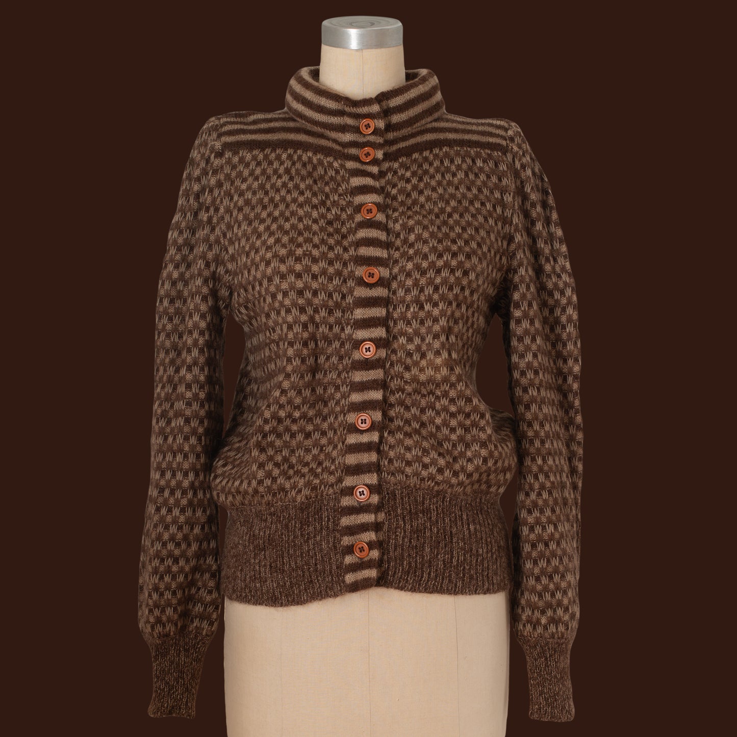 Vintage 1970s Brown Mohair Wool Valentino Cardigan