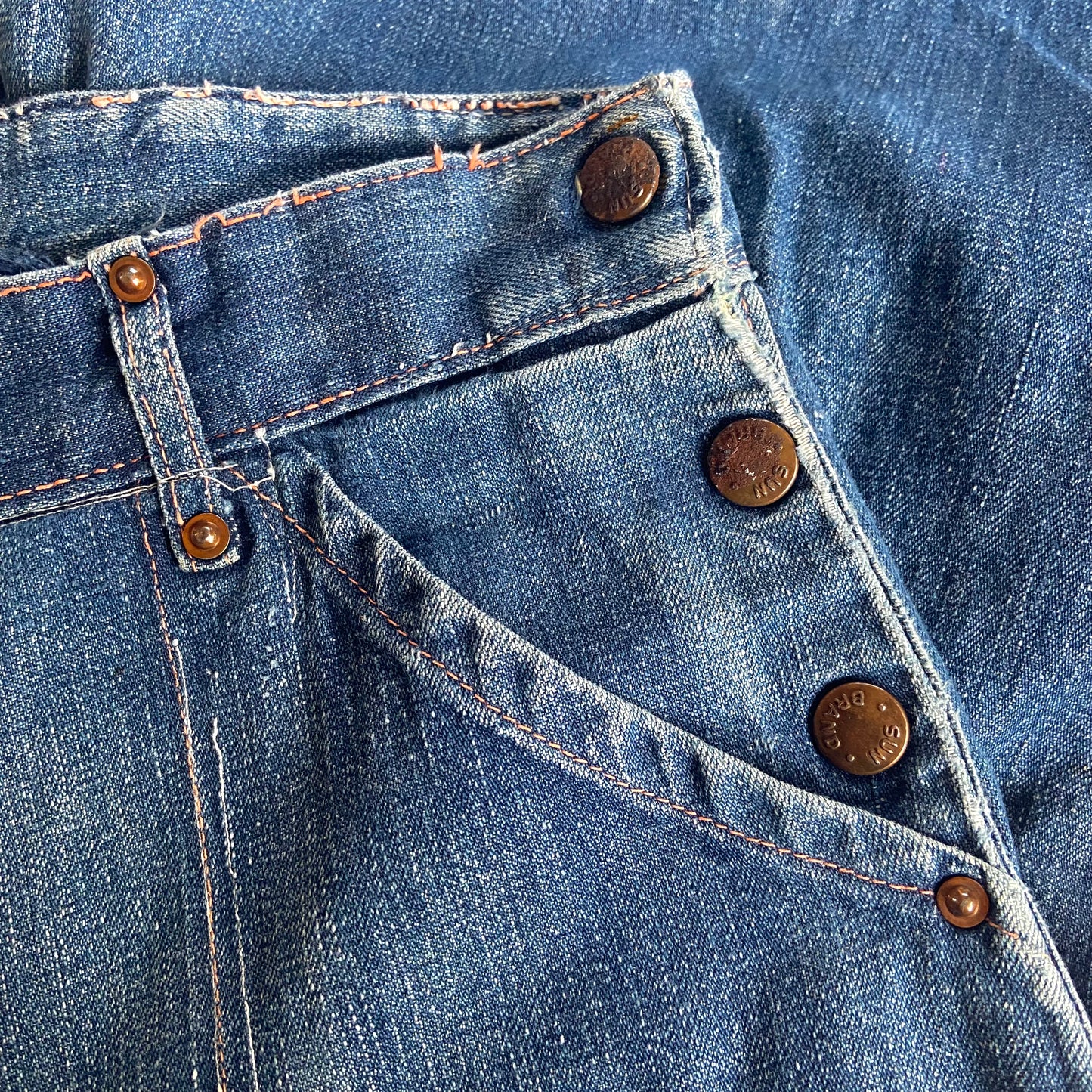 Vintage 1940s Side Button Jeans Sun Brand 26/27 W