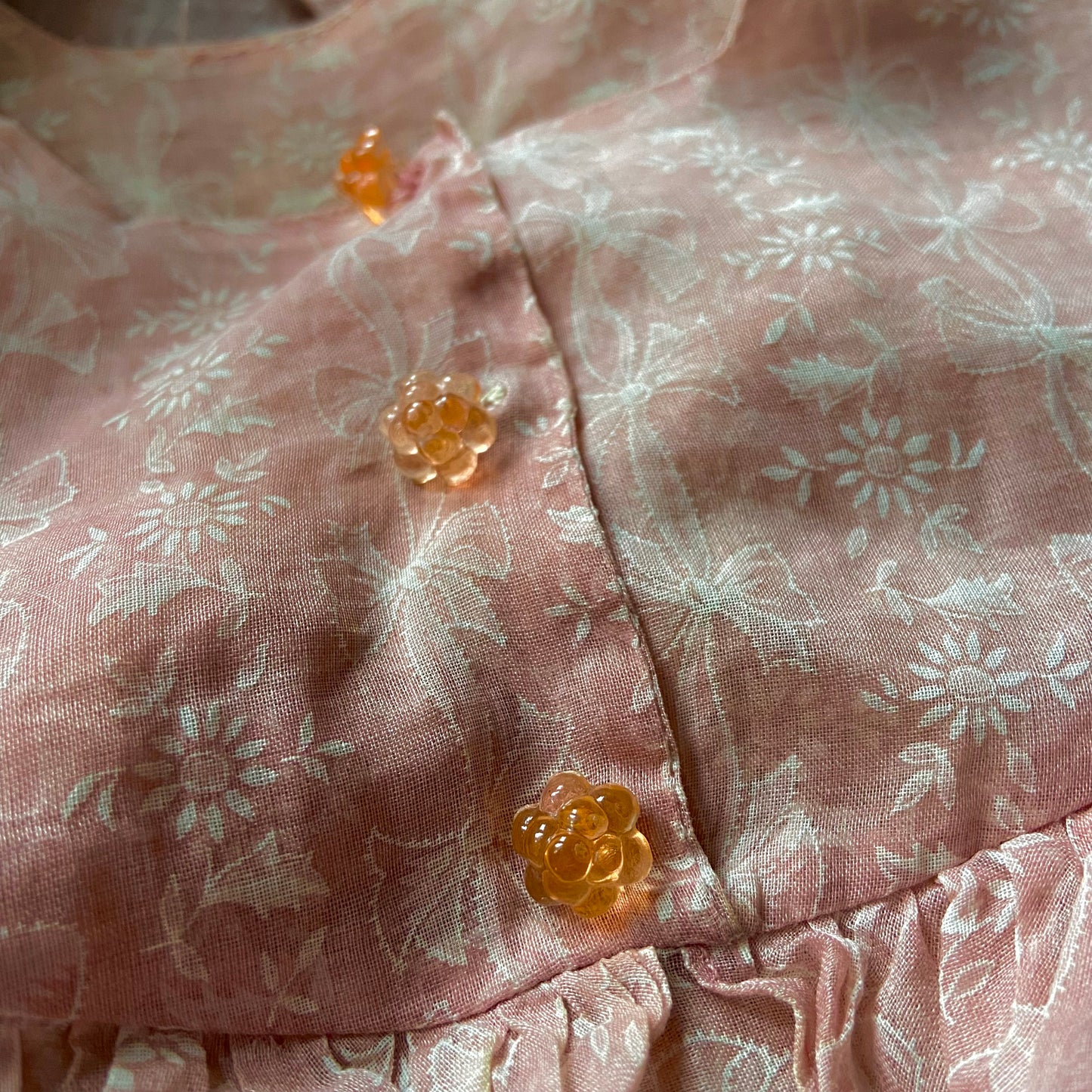 Vintage 1930s Pink Bow Novelty Print Chiffon Dress