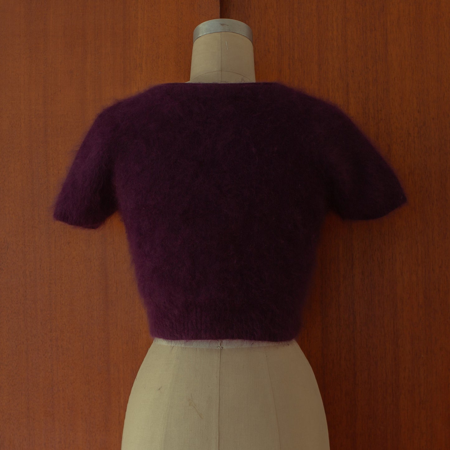 Vintage 1990s Purple Angora Cropped Cardigan Sweater