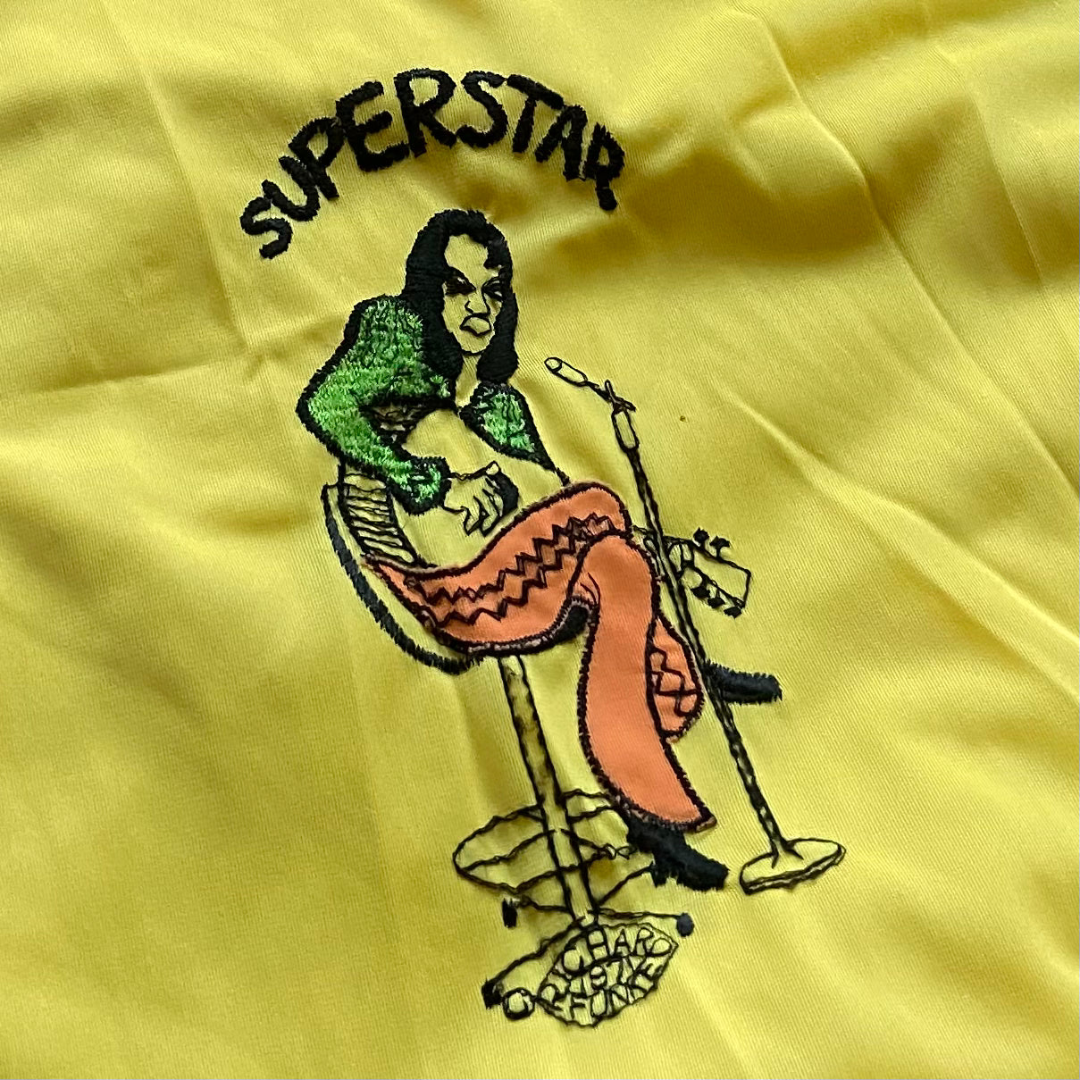 Vintage 1970s Embroidered "Superstar" Rockstar Slip Dress