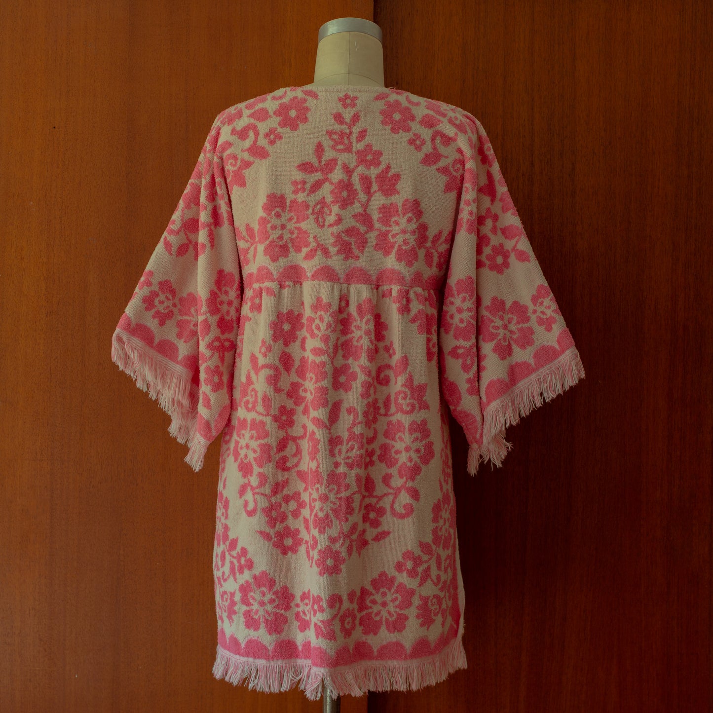 Vintage 1960s Pink Floral Terry Cloth Mini Dress